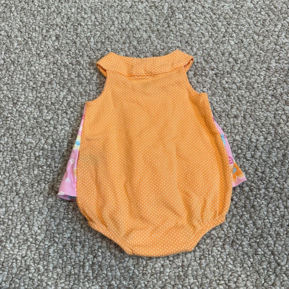 Carters Size Newborn Baby Girl Floral Polka Dot Romper Dress
